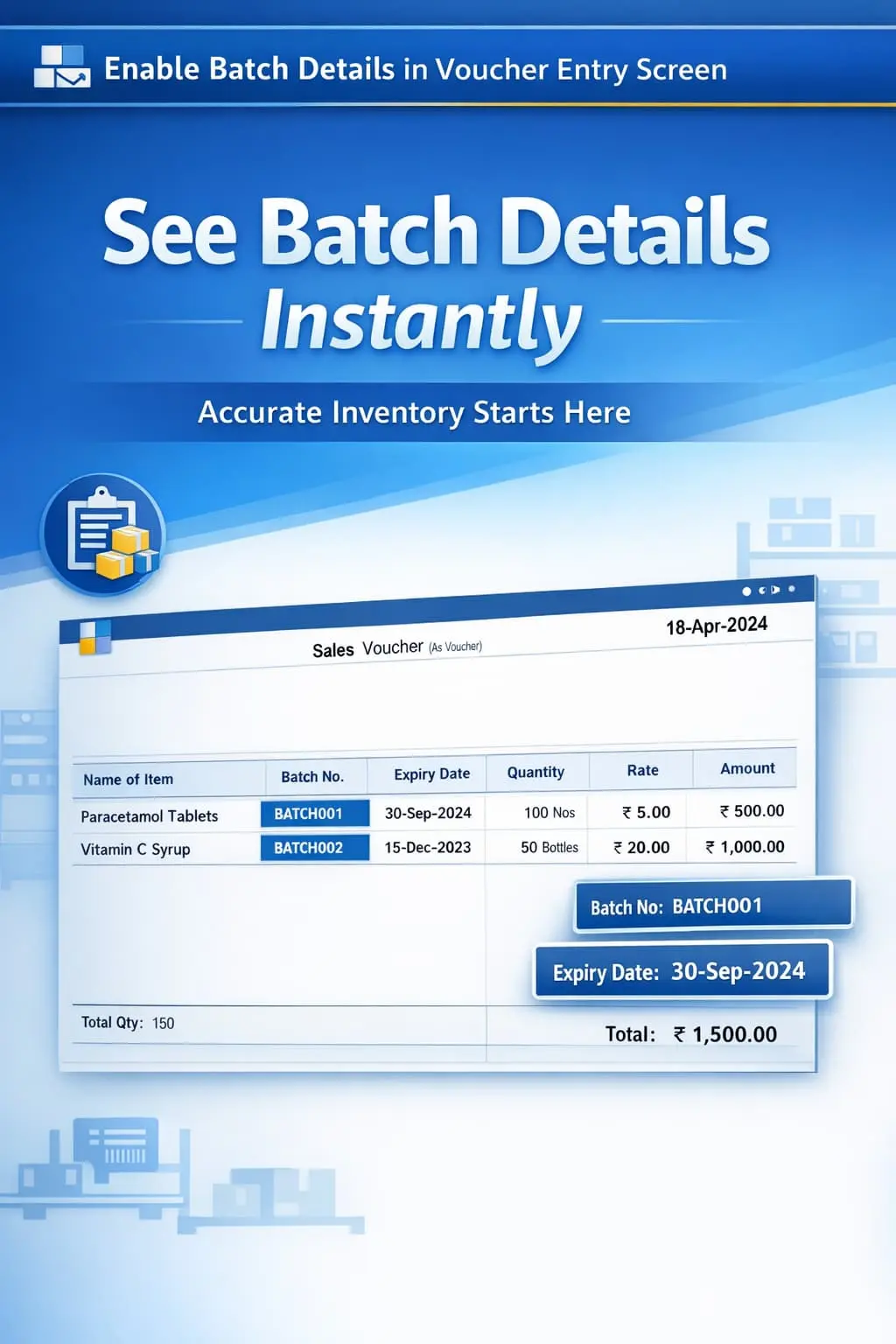 Enable Batch Details in Voucher Entry Screen