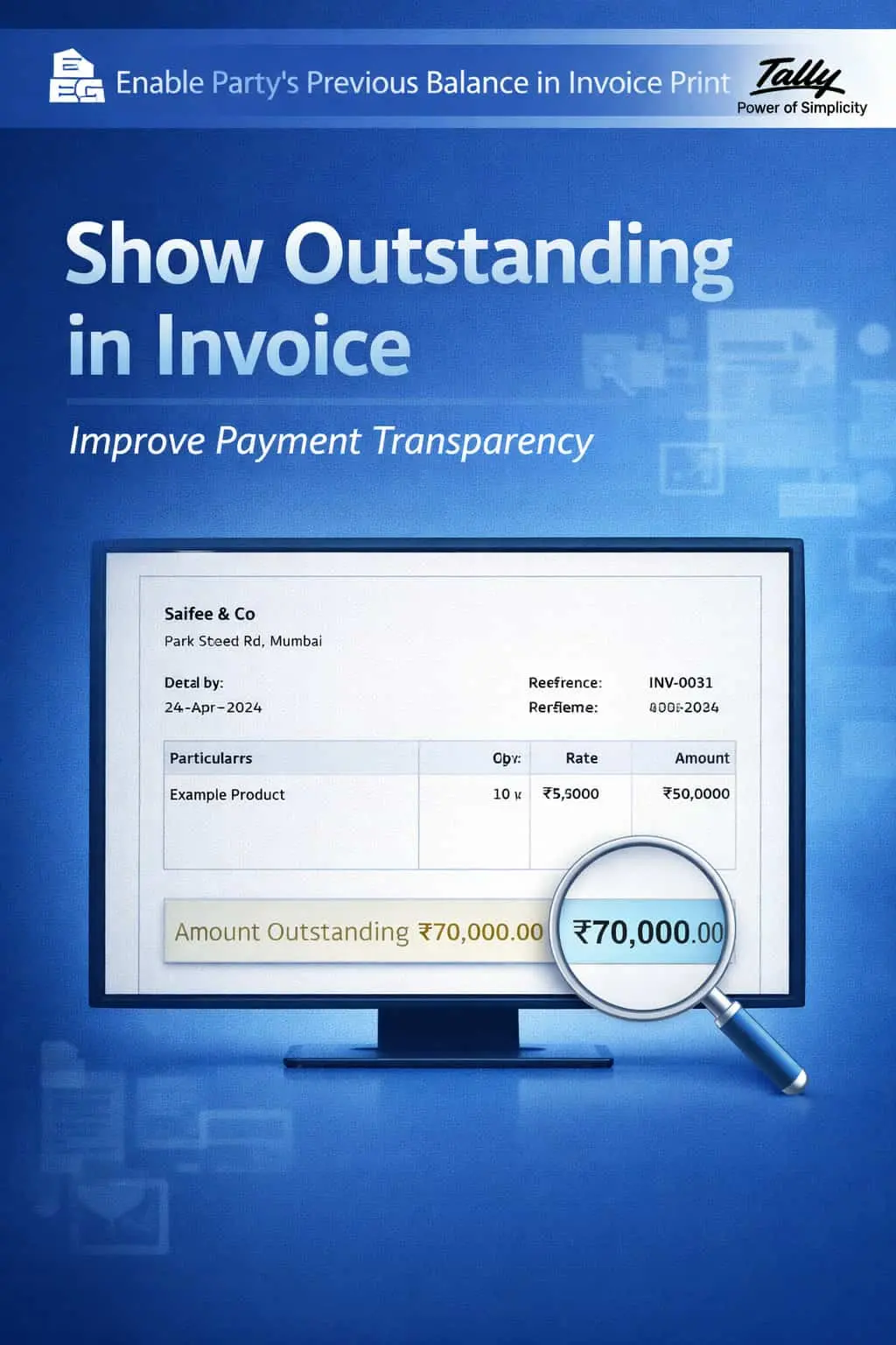Enable Party’s Previous Balance in Invoice Print