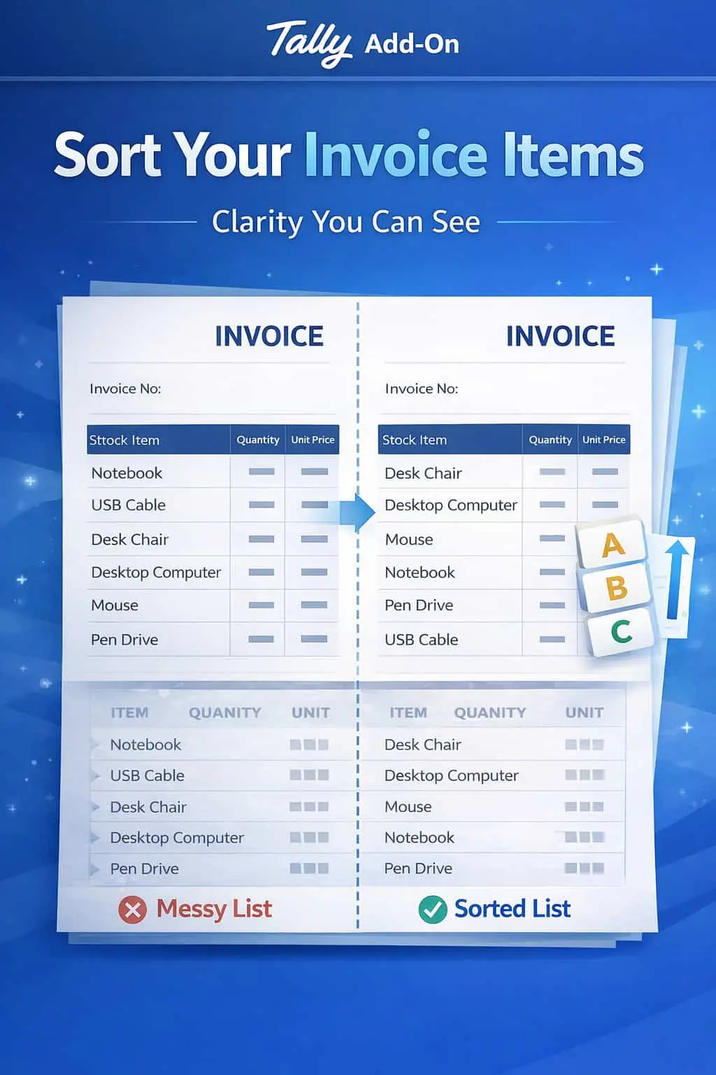 Enable Stock Item Sorting in Invoice Print