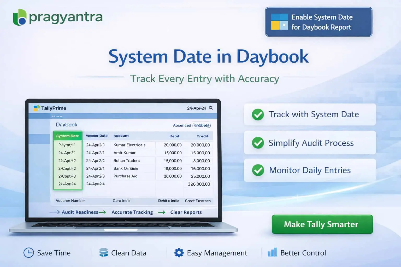 Enable System Date for Daybook Report