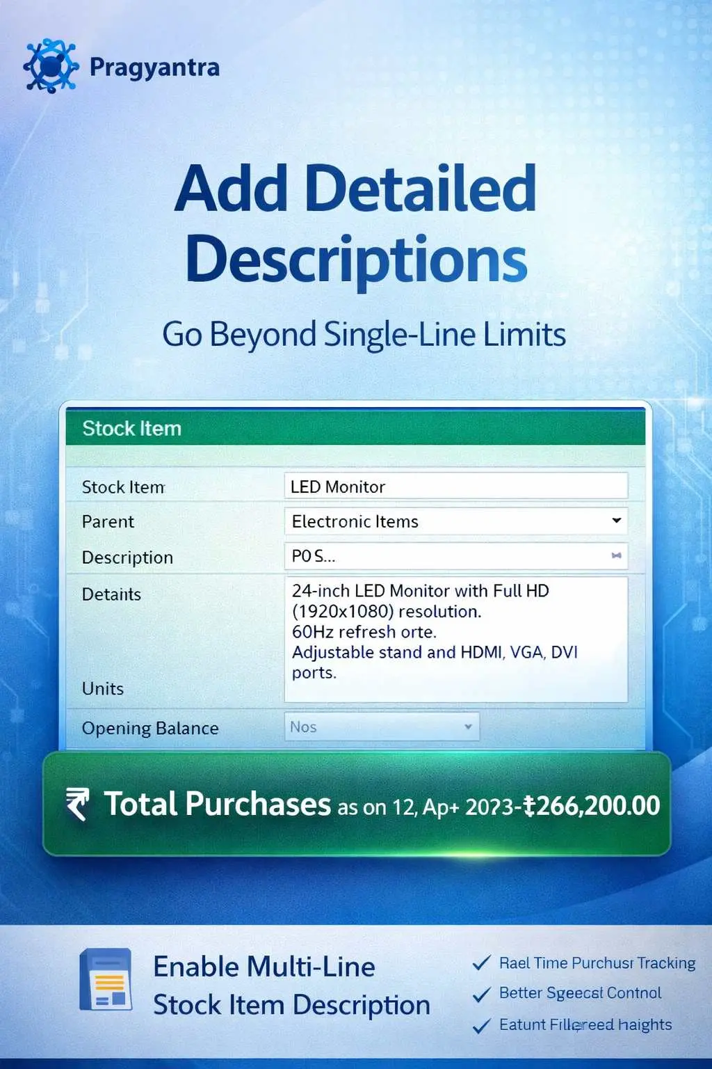 Enable Multi-Line Stock Item Description